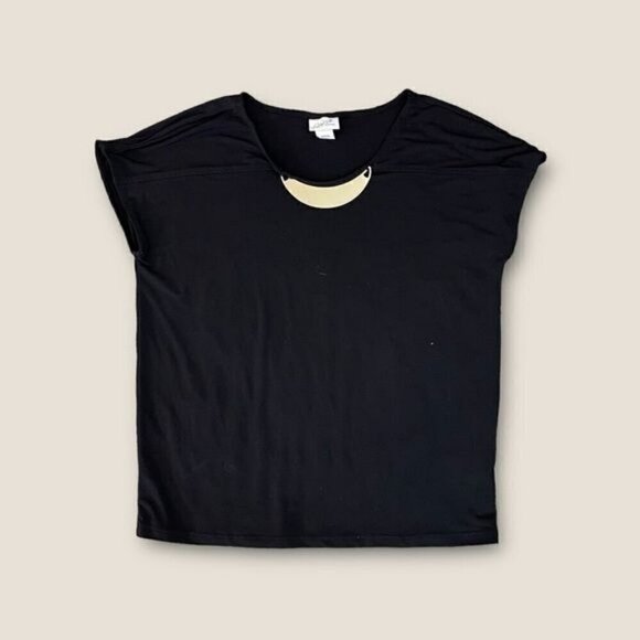 Jaclyn Smith Collection Blouse Embellished Short Sleeve Black Small - Picture 2 of 7